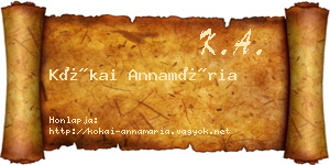Kókai Annamária névjegykártya